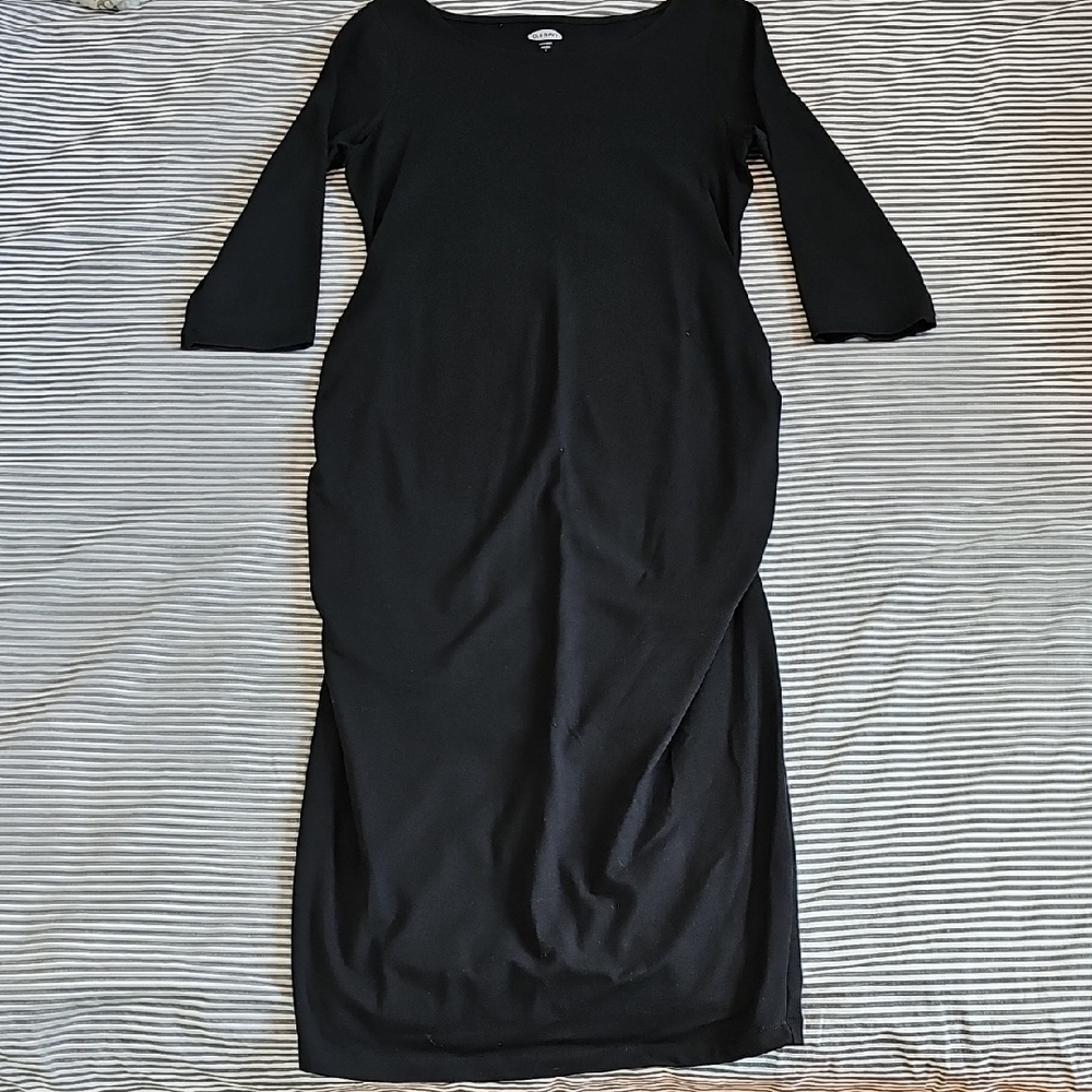 Black Midi Bodycon Dress (MATERNITY)